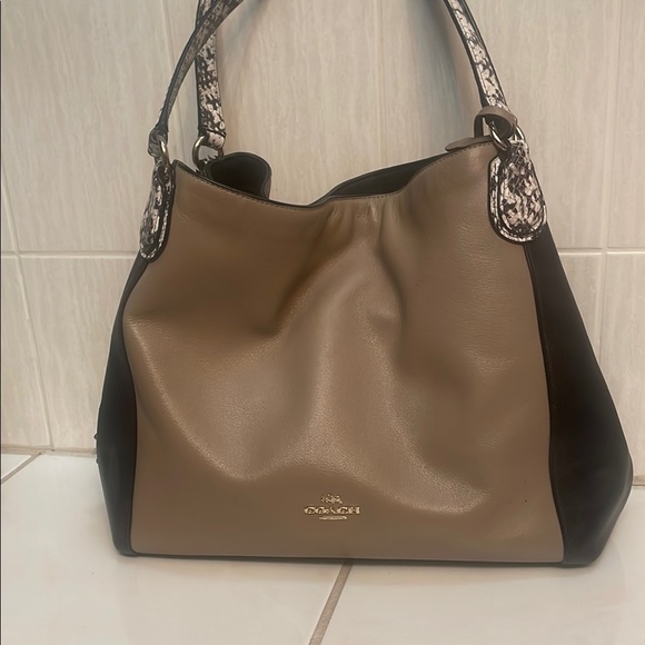 Coach Tan and Black Hobo Bag with Chain Straps - Picture 1 of 6